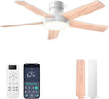 AKOFUN Ceiling Fans with Lights and Remote, Low Profile Ceiling Fan with Light, 6 Speed, Dimmable, DC Motor, Quiet, Timer, Modern LED Ceiling Fan for Bedroom Living Room 44 inch, White