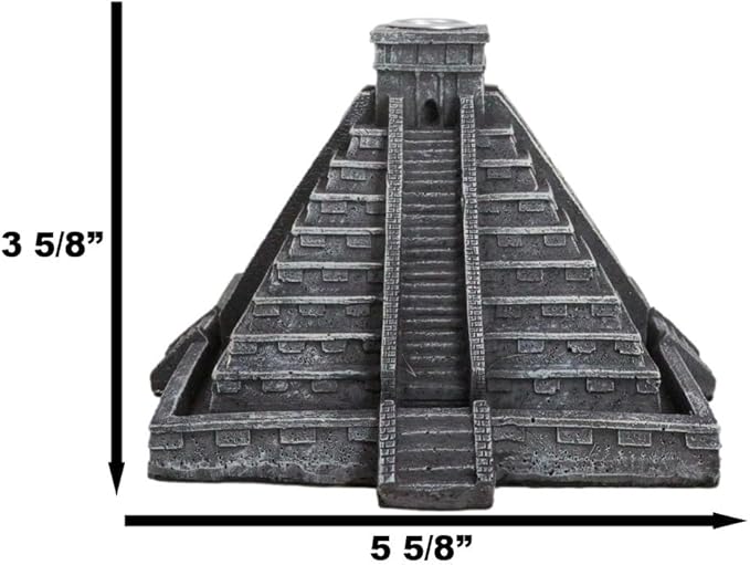 Ebros Gift Temple of Kukulcan Mesoamerican Aztec Step Pyramid Of The Sun And Moon Decorative Backflow Incense Cone Burner Holder Figurine
