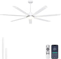 Ohniyou 72'' Industrial Ceiling Fan with Light for Patio, Garage, White | 8000 CFM Airflow, 35dB DC Motor, 7 Aluminum Blades, 3CCT Dimming, Remote/APP Control, Covered Outdoor Metal Fan