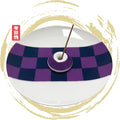 Japanese Arita Ware Incense Plate with Holder - 3.15x0.79 inches, Traditional Wamono Design, Porcelain 小紋柄香皿 (Checkerboard Pattern)