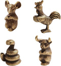 4Pcs Chinese Zodiac Incense Holder Mini Cow, Chicken, Snake and Mouse Animals Stick Alloy Incense Base Home Decoration Accessories Metal Crafts