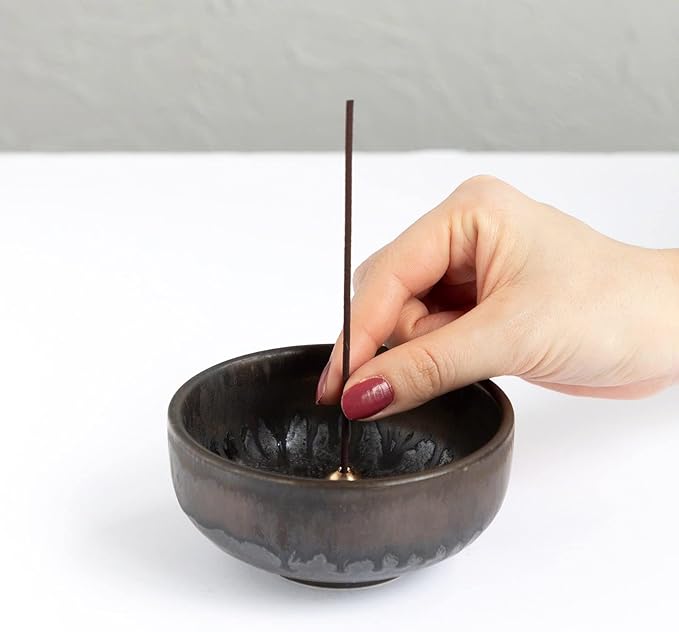 Asayu Japan Low Smoke Incense Gift Set with Incense Holder and Brass Stand, Agarwood Incense Sticks with Zen Holder