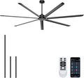 Ohniyou 108'' Ceiling Fan No Light, Black Industrial Ceiling Fan with Remote/APP, 7 Aluminum Blades, 20000 CFM DC Motor for Gym, Warehouse, Garage, Shop