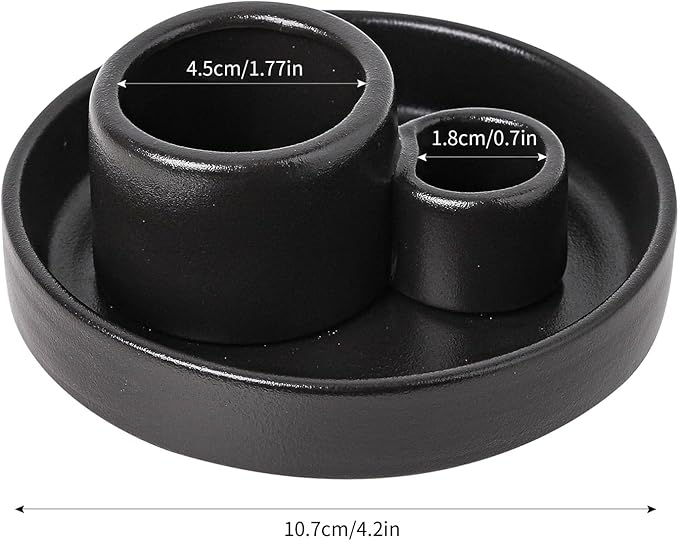 Ceramic Palo Santo and Sage Holder, Incense Holder for Palo Santo Sticks, Sage Burner Dish Stand with Ash Catcher, Modern Minimalist (Black)