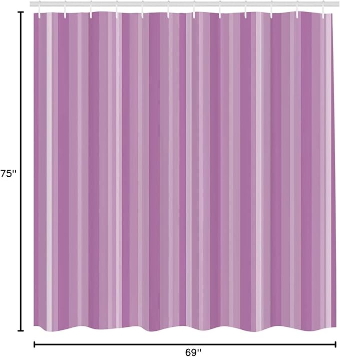 Ambesonne Stripes Shower Curtain, Abstract Ocean Inspired Palette Lines Geometrical Image Illustration, Cloth Fabric Bathroom Decor Set with Hooks, 75" Long, Pink Blush