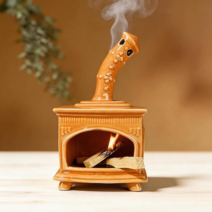 MOUGIGI Ceramic Palo Santo Holder and Mini Chiminea Smudge Bowl | Versatile Burner for Sage Sticks, Incense Cones, Copal and Candles | Suitable for Yoga, Meditation and Mindfulness Practices