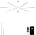 Ohniyou 84'' Industrial Ceiling Fan with Light for Shop, Garage, White | 11000 CFM Airflow, 7 Aluminum Blades, 3CCT, Remote/APP Control, 6 Speeds, Reverse Mode, Large Commercial Metal Fan for Gym