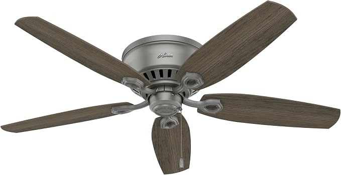 Hunter Builder, Indoor, Ceiling Fan, with LED Lights, 52 inch, Matte Silver