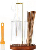 2 in 1 Incense Holder for Sticks, Glass Incense Burner with Storage, Upside Down Hanging Incense Holder with Ash Catcher for Meditation, Yoga, Spa Room & Home Decor
