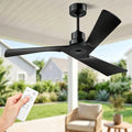 Obabala Ceiling Fan 52 Inch with Remote, Solid Wood Blades DC Motor 5000 CFM Quiet 35dB, Reversible 6 Speed Modern Farmhouse for Bedroom Living Room Indoor Outdoor, No Light with Downrod