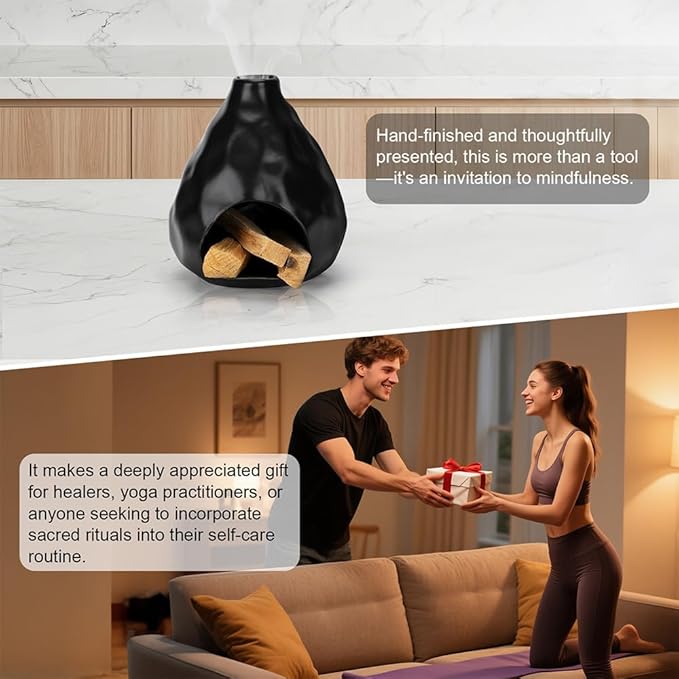 Incense Holder & Smudge Pot for Sage, Palo Santo & Incense Sticks/Cones | Ceramic Heat-Resistant Burner for Home Aromatherapy & Smudging | Home Wellness Accessory