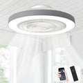 Depuley LED Ceiling Fan with Light: 19" Modern Flush Mount Low Profile Ceiling Fans with Remote & Smart APP Control - Grey Bladeless Fandelier Dimmable Quiet DC Motor for Bedroom Kids Room 6 Speeds