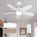 Ceiling Fan 36'' for Small Room: Matte White Modern Fans with Light Remote Control - Reversible Quiet DC Motor Dimmable with 6 Speeds for Dorm Room Bedroom Indoor Outdoor Use
