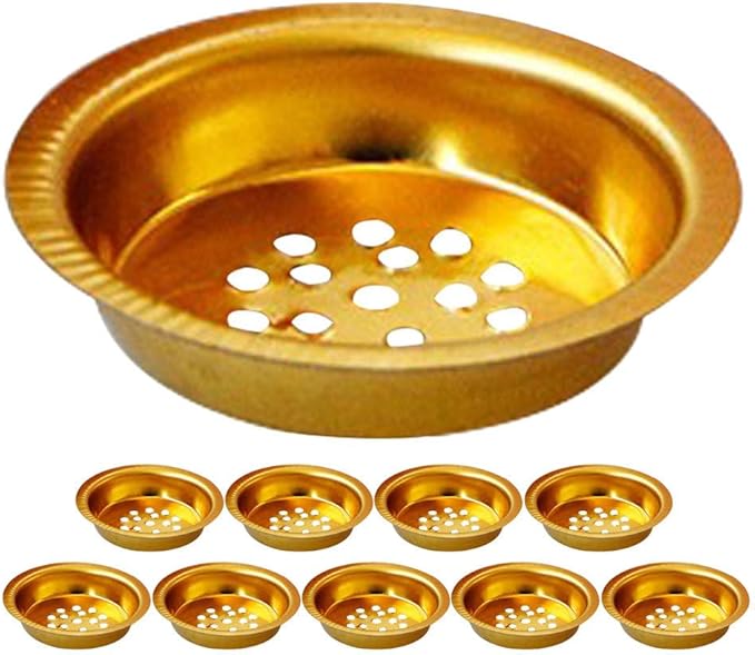 Zerodeko 10pcs Censer Accessories Charcoal Incense Burner Mesh Incense Burner Tray Net Sieve for Resin Screen Tray for Incense Golden Iron