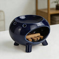 Ceramic Palo Santo Holder, Modern Chiminea Incense Burner with Vent Holes for Sage Burning, Wood Sticks, Cones, Tealights, Cedar and Zen Burner for Yoga, Meditation, Energy, Room Home Deco (Blue)