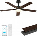 Obabala Ceiling Fan with Light 52 Inch, DC Motor Ceiling Fan with Remote and APP Control, Dimmable LED Color Changing, Reversible Quiet Fan for Bedroom Living Room Indoor Outdoor, Modern