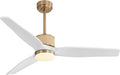 LEDLUX 52" Ceiling Fan with Light – Remote Control, Solid Wood, Quiet Reversible DC Motor, White/Gold Finish, Includes 4.5"/12" Downrods, Noiseless Ceiling Fan for Bedroom, Living Room, Porch
