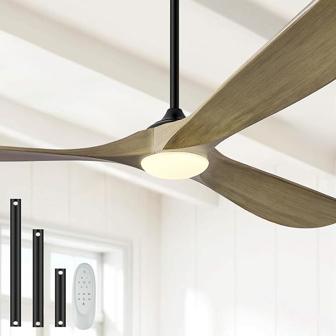 52 Ceiling Fans with Lights and Remote Control, Outdoor Ceiling Fan with Lights High CFM Quiet 3 Blade Wood Walnut Ceiling Fan, Bronze Gray