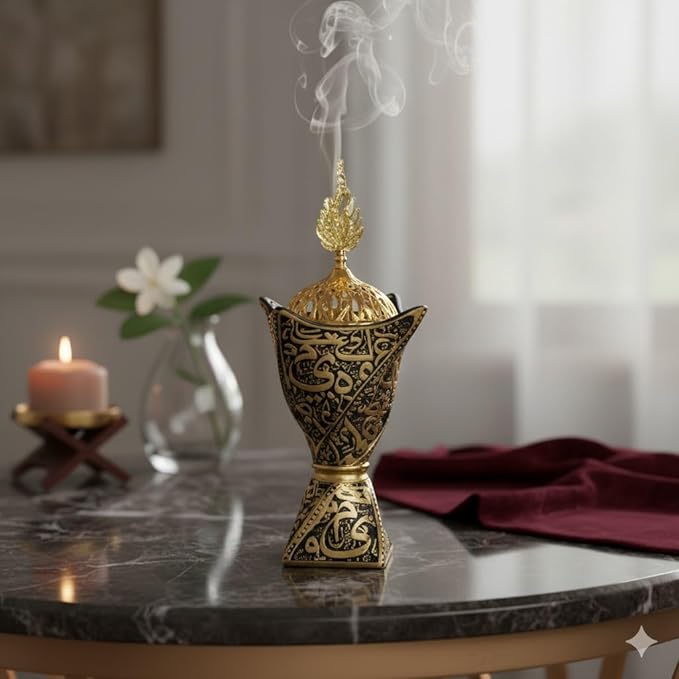 Bakhoor Burner, Charcoal Incense Burner, Frankincense Resin Incense Burner, Incense Burner for Yoga, Spa Aromatherapy，Office & Home Decor Gifts (Black-style2)