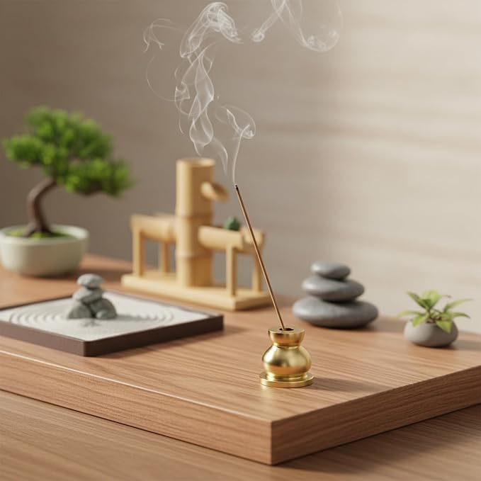 4 PCS Copper Incense Holders, 9 Holes Incenses Stick Holder Small Retro Copper Burner Accessories Gourd Incenses Burners Incense Burner for Meditation Room, Yoga Studio Home Decor