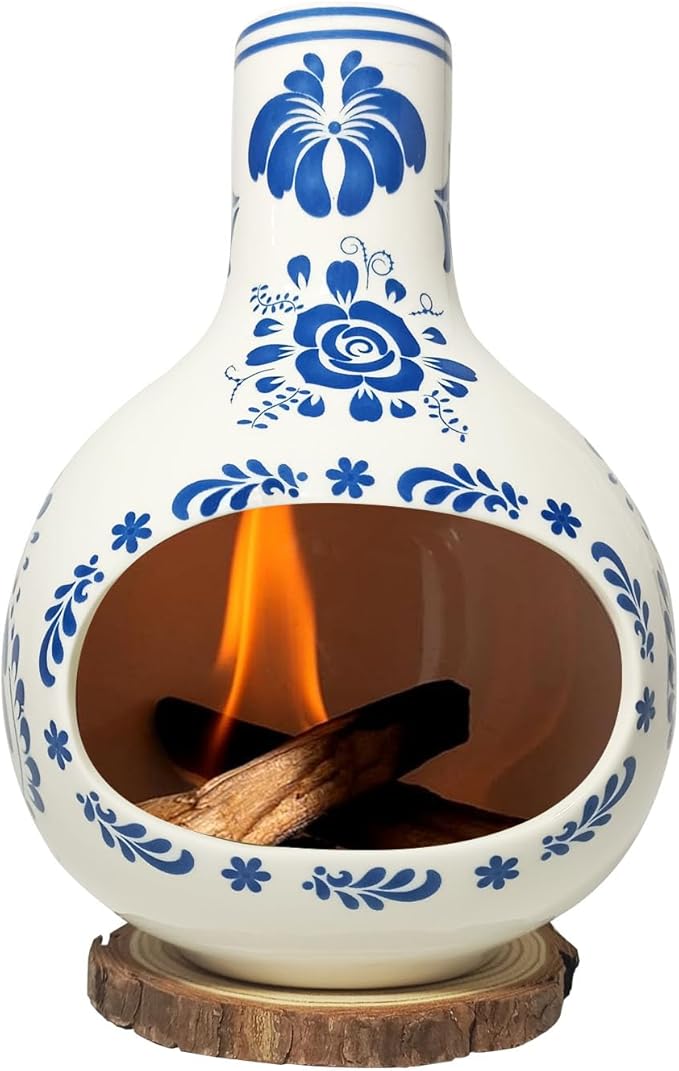 Palo Santo Burner Handmade Palo Santo Holder with Wooden Mat, Talavera Mexican Pottery Decor for Home, Meditation and Energy Cleansing, Sage Holder for Burning, Christmas Yoga Spa Gift