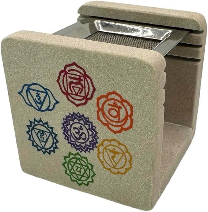 Chakra Incense Resin Burner, Chakra Incense Burner, Frankincense Resin Burner for Myrrh or Incense Bricks - with or w/Out Charcoal, Bakhoor Burner Hand-Carved of Sandstone
