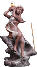 LISAY Mermaid Waterfall Incense Burner Backflow Ceramic Incense Holder Handmade Purple Sands Incense Sticks Censer for Home Decor Yoga Craftwork Figurine (Type B), 9.5*14.8cm13.5*21.5cm