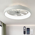 LUDOMIDE Ceiling Fans with Lights and Remote, 20'' Low Profile Flush Mount, 6 Wind Speeds, Modern Dimmable LED Ceiling Fan, Smart Ceiling Fan for Bedroom, Kids Room (White)