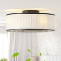 Boho Ceiling Fan with Light Flush Mount, 20" Black Caged Ceiling Fan with Lights Remote Control, Bladeless Ceiling Fan 6 Speeds for Bedroom, Living Room, Nursery