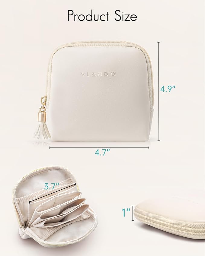 VLANDO Mini Jewelry Travel Case,Gifts for Teachers Women,Jewelry Pouch Bags with Zipper, Velvet Jewelry Organizer Storage Bag for Bracelet Rings Earring Travel Essentials-White