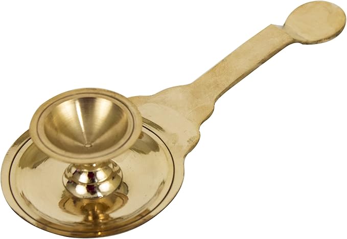 Spillbox Kapoor | Karpoor Diya Deepam Brass Karpuram Arati| Aarathi Stand for Puja|Pooja Room|Mandir Home & Office Decoration Ganga-Karpoor-Stand, Medium