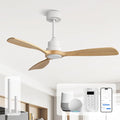 Sofucor 48 Inch Smart Ceiling Fan No Light-Outdoor Smart Ceiling Fan with Alexa/Google/APP/Remote Control,Wood Blades Ceiling Fan Without Light,Modern Ceiling Fan for Indoor Bedroom/Living Room/Patios