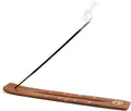 Wooden Incense Holder for Sticks with Inlays of Brass Peace 10 inches Long