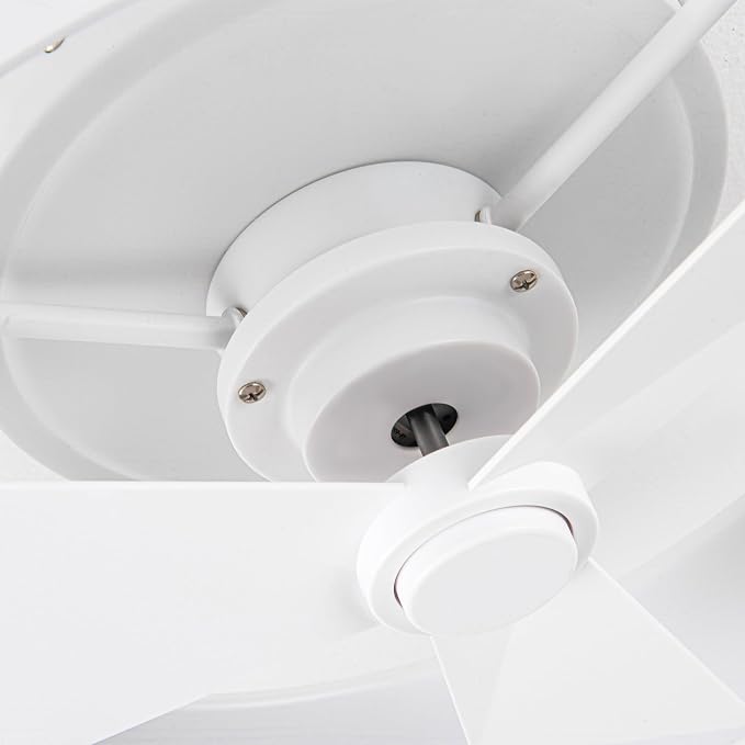 Low Profile White Ceiling Fans with Lights and Remote - 20" Flush Mount Ceiling Fan Bedroom, 3000-6000K Dimmable Fandelier LED Fan Light, 6 Wind Speeds, Modern Ventilador de Techo