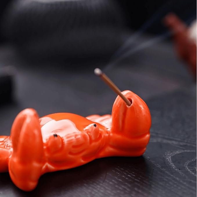 Cute Crab Incense Holder, Ocean Animal Ceramic Incense Burner for Sticks, Yoga Meditation Home Office Desktop Decor, Unique Coastal Ornament