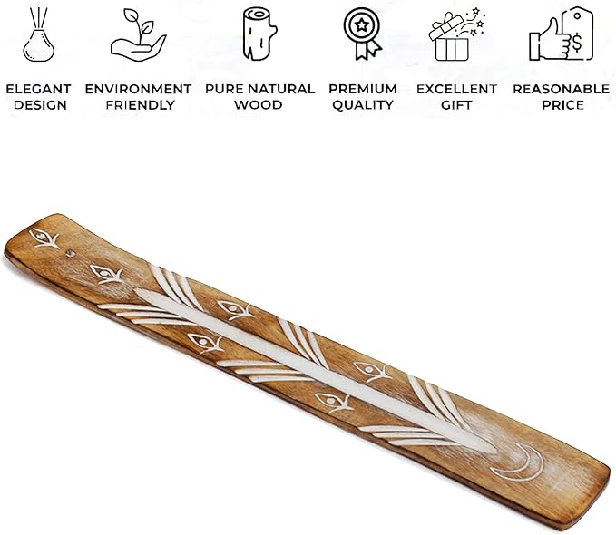 Aakriti Premium Wooden Handmade Incense Holder Incense Burner Aromatherapy Ornament Home Decor Meditation Yoga (Moon)