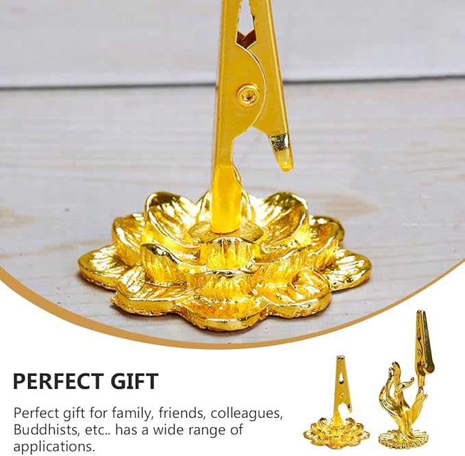 Healifty Buddha Hand Incense Clip with Base 2-Pack 1.18 Inch Metal Coil Incense Holder for Meditation Yoga Home Fragrance and Buddhist Decor