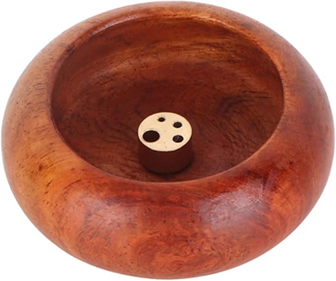Mini Incense Holder, 6cm Wooden Round Incense Stick Holder Bowl Ash Catcher(Rosewood)