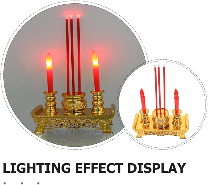Cabilock Chinese Candle Lamp Incense Burner Led Candle Light for Buddhist Altar Meditation Home Decor 8.46X6.06X2.75In Square Worship Accessory