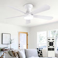 Depuley Small Ceiling Fan with Lights: 42-Inch Flush Mount Fan with Light and Remote - White Low Profile Ceiling Fans Reversible Quiet DC Motor for Bedroom Living Room Indoor Outdoor