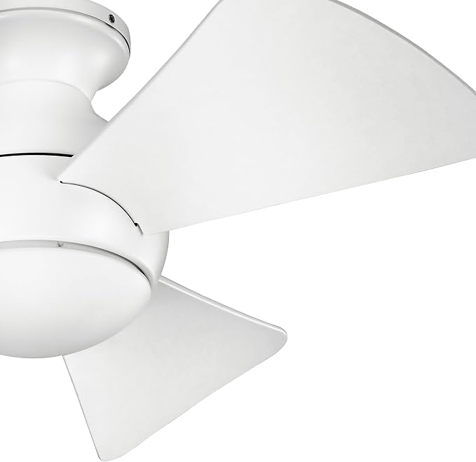 Kichler 330150MWH 34 Inch Sola Ceiling Fan LED, 3 Speed Wall Control Full Function, Matte White Finish with Matte White Blades