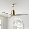 54” Modern Ceiling Fan with Downrod, Gold Plated Finish, Solid Wood Blades, Quiet 6-Speed DC Motor, Reversible Airflow, Remote Control, Timer & Memory Function, ETL Listed