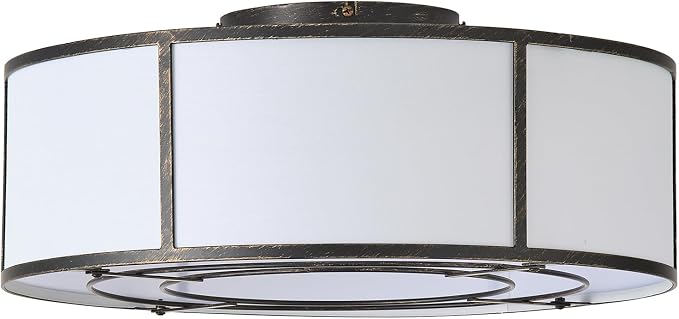 hummingbird 20inch Low Profile Caged Ceiling Fans with Lights, Flush Mount Ceiling Fan with Lights and Remote, Bladeless Modern Enclosed with 6 Speeds for Bedroom, Kitchen, Black
