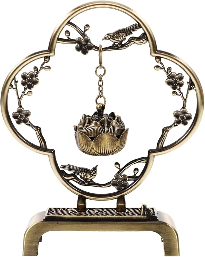Homoyoyo Mini Hanging Thurible Incense Burner | Vintage Alloy Censer with Chain Rack | Retro Lotus Ball Ornament for Incense Cones/Charcoal | Compact Aromatherapy Decor for Home,Meditation&Present