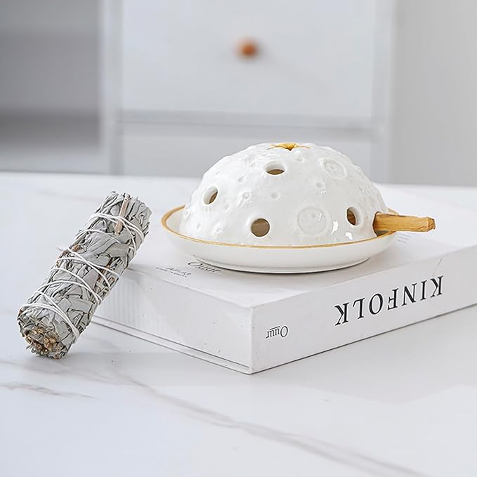 Palo Santo Holder: Sage Holder for Outside Copal Burner Handmade Ceramic Meditation Decor Includes a Thank You Gifts Card