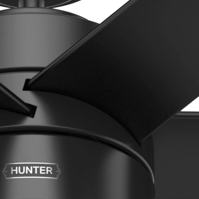 Hunter Solaria, Outdoor or Indoor, Ceiling Fan, Quiet, 72 inch, Matte Black | with LED Light, Standard Mount, Wall Control, 6 Blades, For Patio, Porch, Garage, 59628