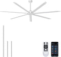 Ohniyou 108'' Industrial Ceiling Fan No Light for Warehouse, Silver | 20000 CFM Airflow, 7 Aluminum Blades, Remote/APP Control, 6 Speeds, Reverse Mode, Large Commercial Metal Fan for Barn, Shop
