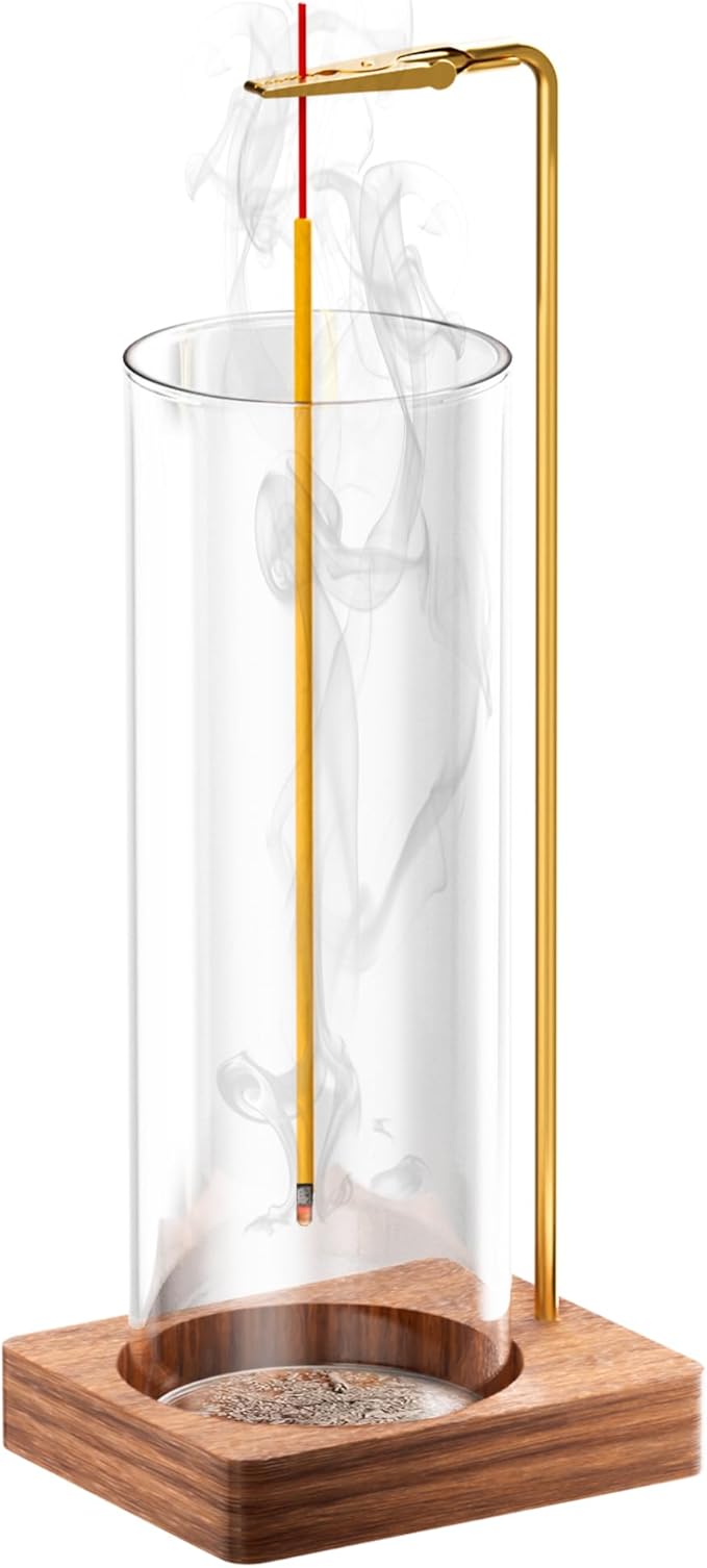 HzTinT Incense Holder for Sticks, Insence-Stick Holder, Anti-Ash Flying No Mess Incense Burner, Incense Stick Holder with Glass Ash Catcher, for Yoga Spa Meditation Home Decor(1 Pack)