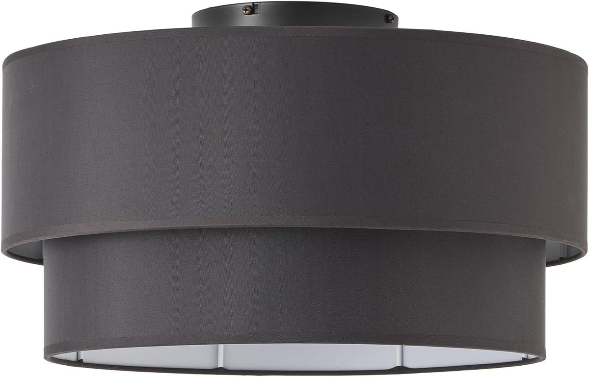 SYDACG 20" Farmhouse Rustic Ceiling Fan with Lights Low Profile, Black Flush Mount Ceiling Fan with Light Remote Control, Bladeless 6 Speeds for Bedroom, Living Room, Nursery