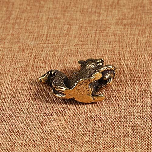 2PCS Antique Bronze Small Squirrel Rabbit Ornament Solid Copper Statue Figurines Brass Squirrels Nuts Tea Pet Incense Holder Desk Decoration